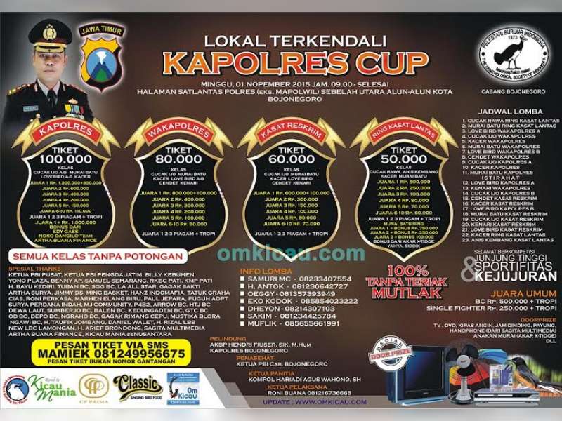 PBI Bojonegoro Gelar Lomba Lokal Terkendali, Kapolres Cup 2015