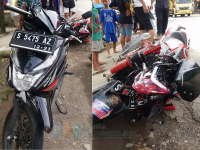 Honda CB 150R Tabrak Beat di Padangan, Tiga Orang Luka-Luka