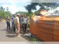 Isuzu Elf Berpenumpang 23 Orang Warga Gresik, Terguling di Tuban