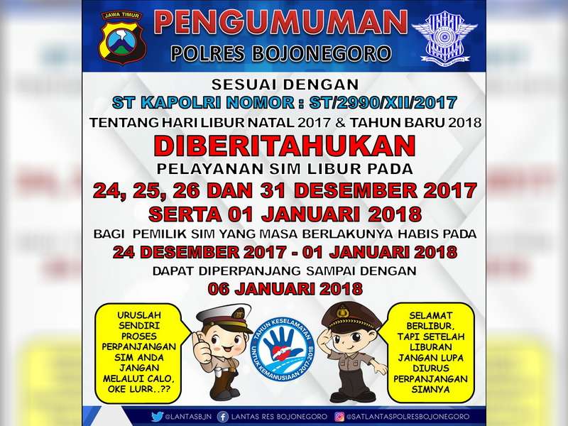 Sat Lantas Beri Dispensasi Perpanjangan SIM Yang Habis Saat Libur Natal dan Tahun Baru