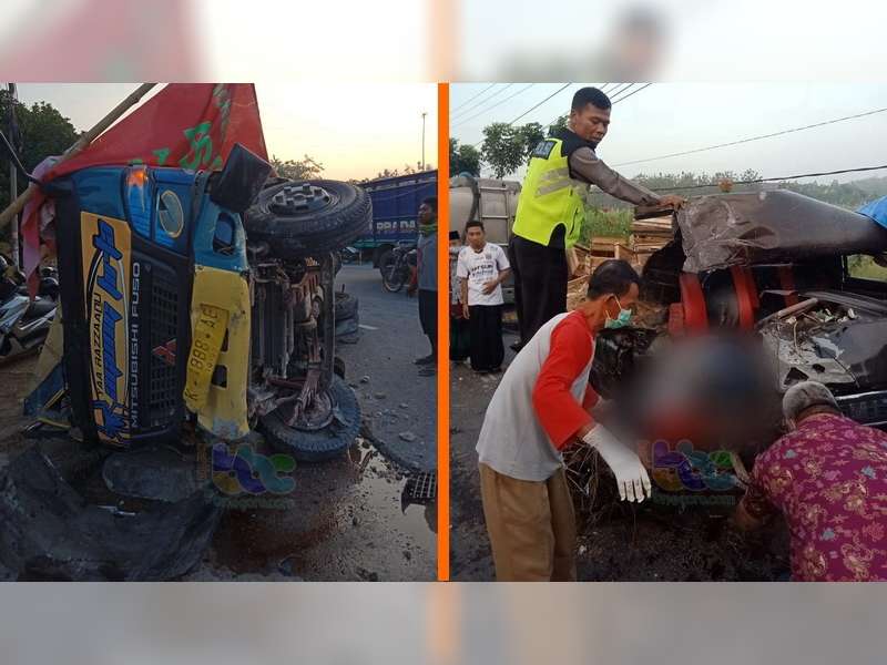Diduga Mengantuk, Pikap Tabrak Truk di Margomulyo Bojonegoro, Pengemudi Pikap Tewas di TKP