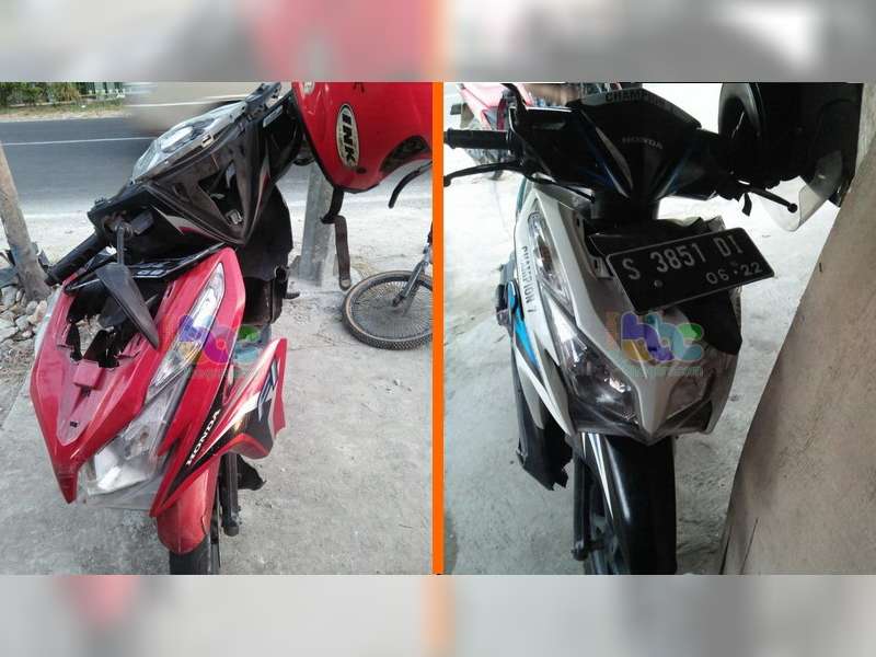 Terjatuh Saat Mendahului Mobil, Dua Motor Vario di Balen Bojonegoro Bertabrakan