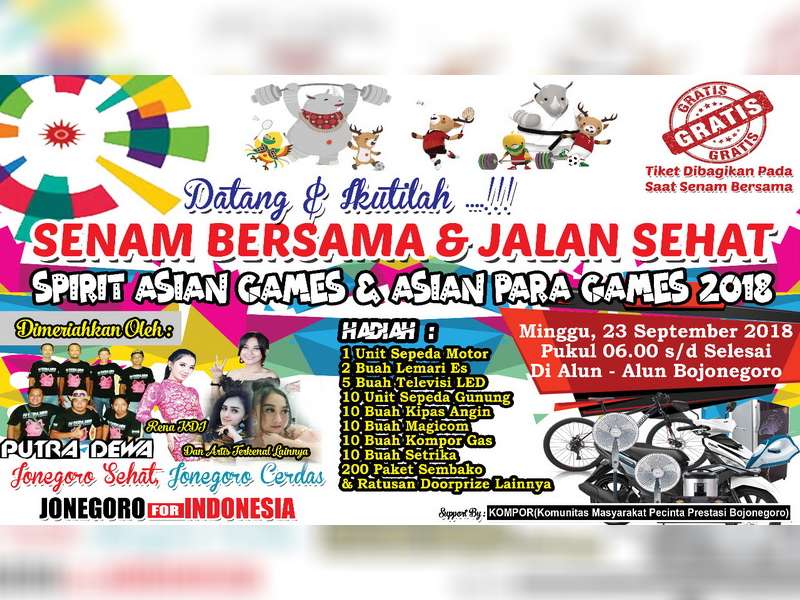 Senam Bersama dan Jalan Sehat Akan Digelar di Alun-Alun Bojonegoro