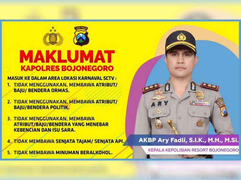 Polisi Akan Tindak Tegas Pelaku Kerusuhan Dalam Acara Karnaval SCTV di Bojonegoro