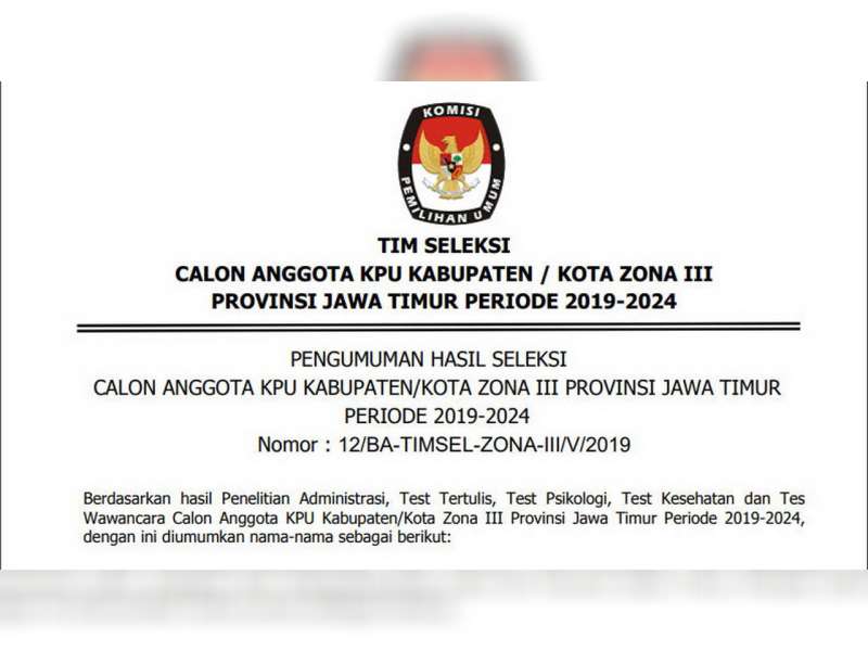 Inilah 10 Calon Anggota KPU Bojonegoro Yang Berhak Mengikuti Tes Selanjutnya