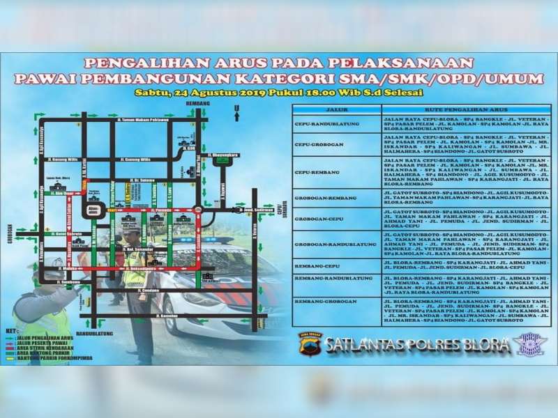 Sat Lantas Polres Blora Lakukan Rekayasa Arus Lalu-Lintas Saat Pawai Budaya