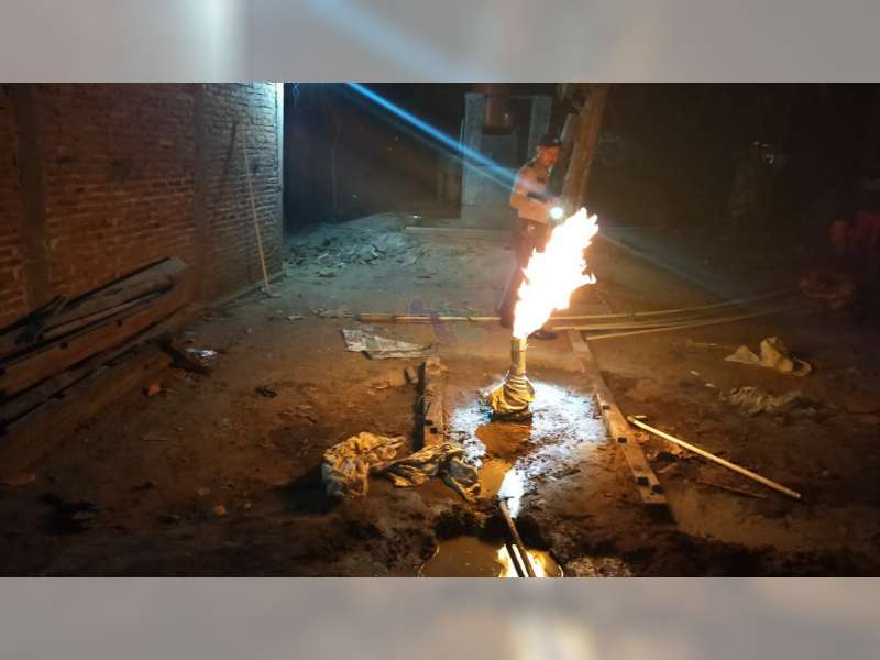 Semburan Gas yang Keluar dari Sumur Bor di Margomulyo Bojonegoro, Tidak Berbahaya
