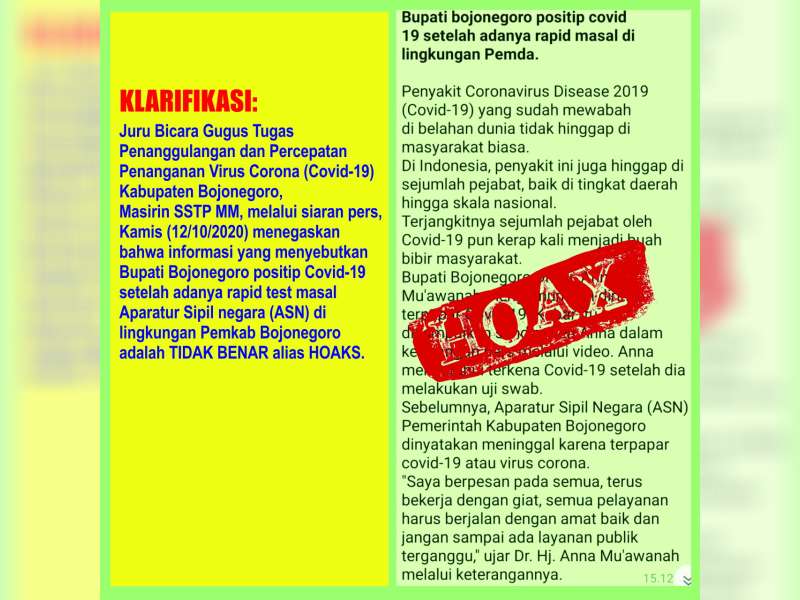Bupati Bojonegoro Anna Muawanah Dipastikan Tidak Terpapar Covid-19