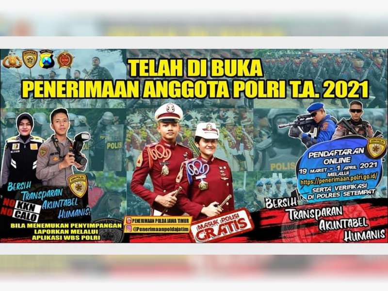 Polri Buka Pendaftaran Penerimaan Anggota Tamtama, Bintara, dan Taruna Akpol 2021