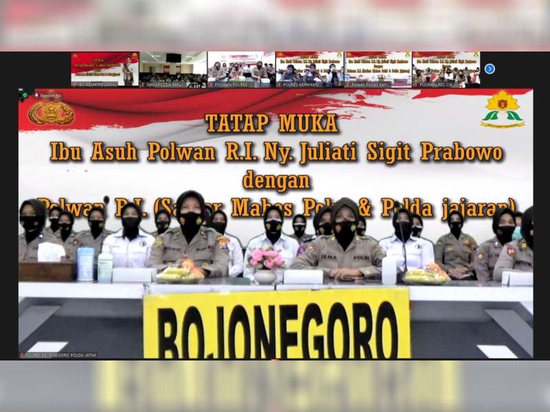 Polwan Polres Bojonegoro Ikuti Kegiatan Tatap Muka dengan Ibu Asuh Polwan RI Secara Virtual