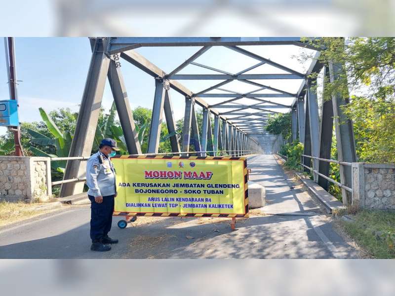 Mulai Besok, Jembatan Glendeng Penghubung Tuban-Bojonegoro Kembali Ditutup Total
