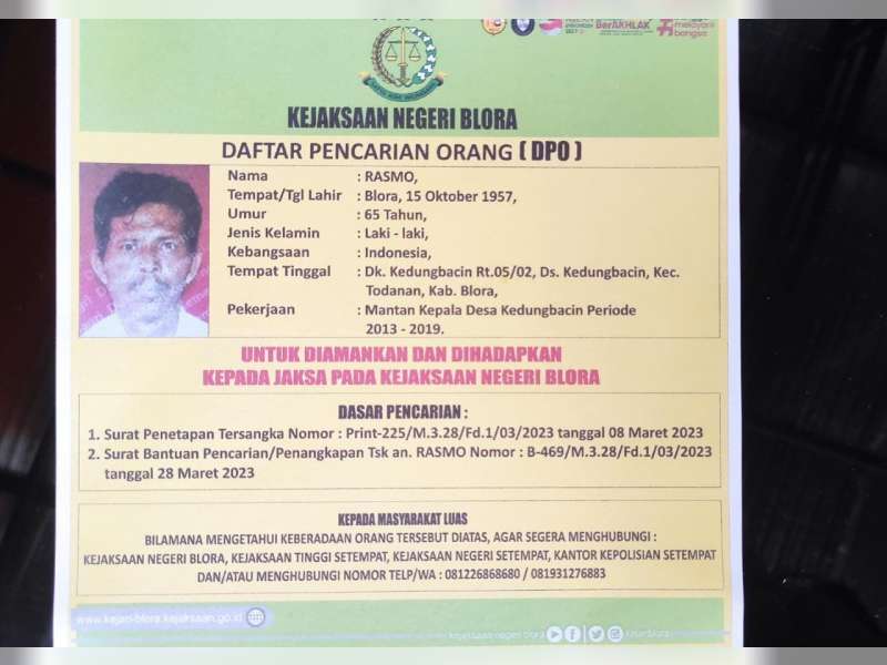 Mantan Kades di Blora Masuk DPO