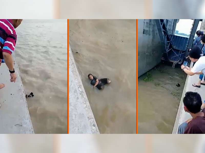 Viral, Seorang Pencari Ikan Tercebur di Bendung Gerak, Desa Padang, Trucuk, Bojonegoro