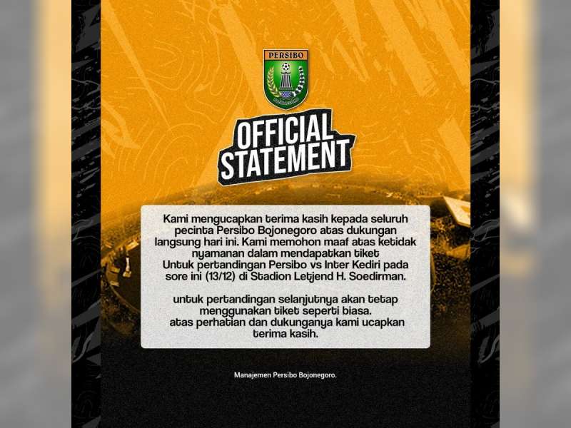 Panpel Persibo Bojonegoro Tak Jual Tiket, Penonton yang Masuk Stadion Hanya Dicap