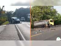 Xenia Tabrak Truk Tangki Air di Pintu Masuk Flyover Gayam, Bojonegoro, 4 Orang Luka-luka