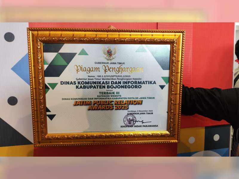 Di Ajang JPRA 2025, Website Pemkab Bojonegoro Raih Penghargaan Terbaik Ketiga