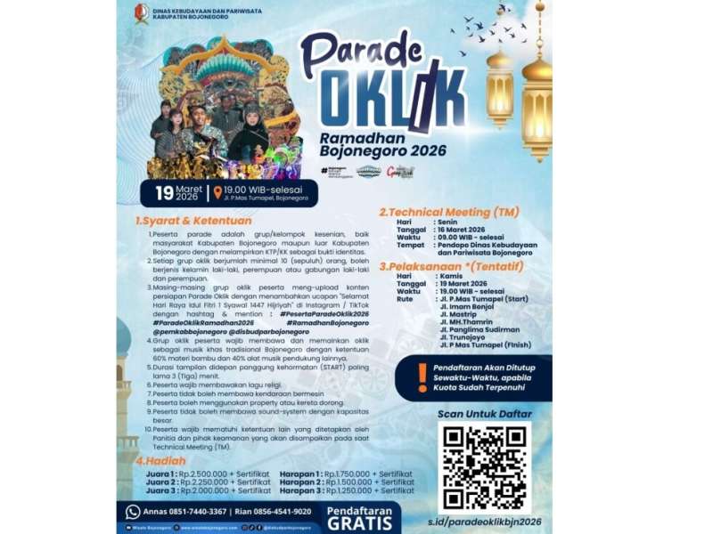 Meriahkan Ramadan dengan Kesenian Lokall, Pemkab Bojonegoro Bakal Gelar Parade Oklik 2026