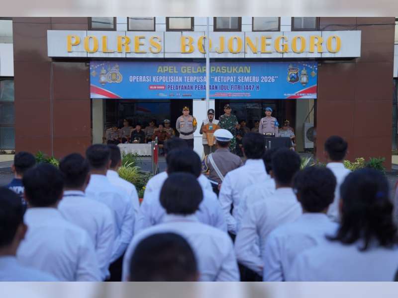 Polres Bojonegoro Gelar Apel Operasi Ketupat Semeru 2026, Pastikan Idul Fitri 1447 H Aman dan Nyaman