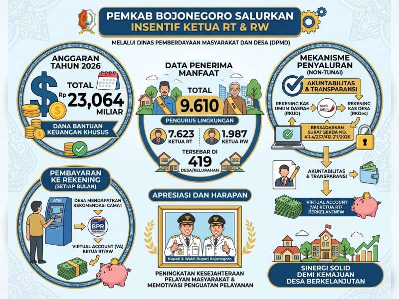 Pemkab Bojonegoro Kucurkan Insentif RT dan RW Senilai 23 Miliar