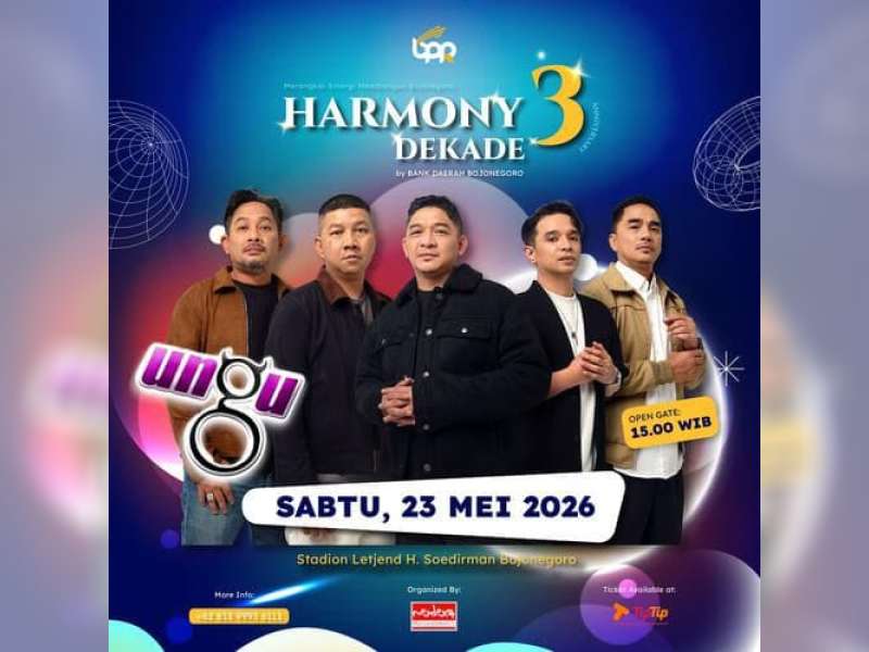 Tiket &lsquo;Offline&rsquo; Konser Ungu Harmony 3 Dekade Anniversary Bank Daerah Bojonegoro Bisa Diperoleh di Tiket Box Resmi