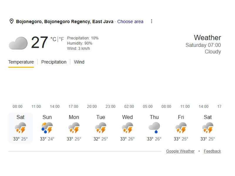 Prakiraan Cuaca 17 Mei 2026 di Bojonegoro