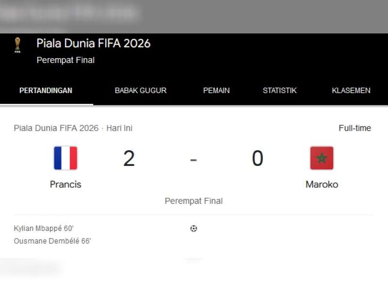 Piala Dunia Prancis Vs Maroko 2-0
