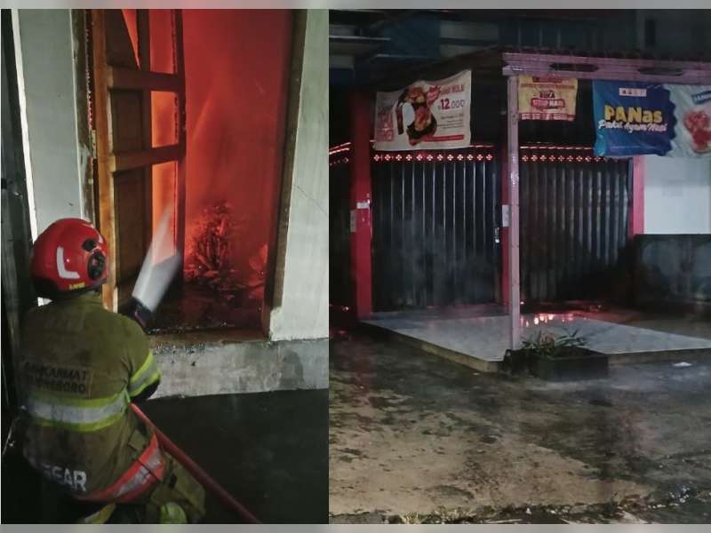 Diduga Akibat Korsleting Listrik, Ruko Makanan Cepat Saji di Baureno Bojonegoro Ludes Terbakar