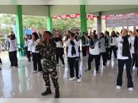 Warga Kesongo Kedungadem Bersemangat Ikuti Senam Line Dance Bersama Satgas TMMD dan Dinpora