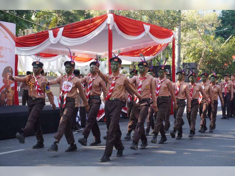Tingkatkan Kedisiplinan Generasi Muda, 94 Peleton Pramuka Bojonegoro Ikuti Lomba Baris-Berbaris