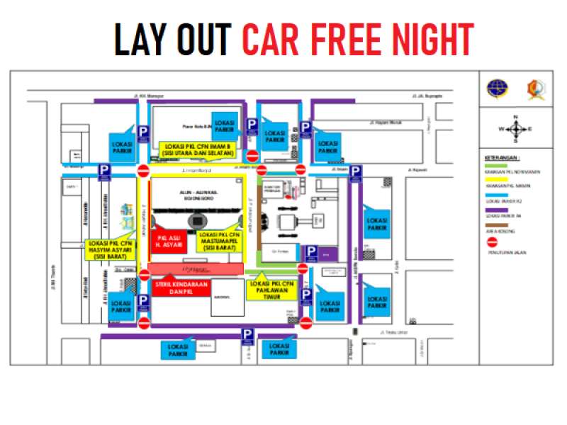 Rekayasa Lalu Lintas Car FRee Night, Ruas Jalan Alun-Alun Ditutup dan Tersedia Kantong Parkir Gratis
